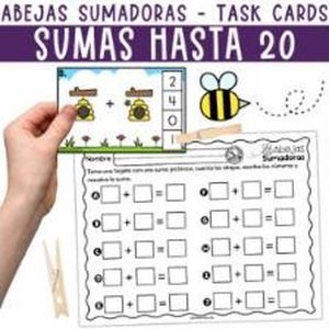 Portada de Tarjetas de Tarea Sumas Pictórica Hasta 20