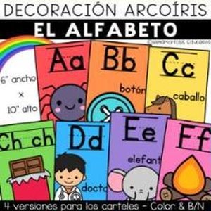 Portada de Carteles decoración (salón de clases) arcoíris el alfabeto