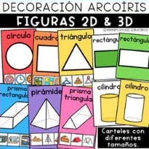 Portada de Carteles decoración (salón de clases) arcoíris figuras 2D & 3D