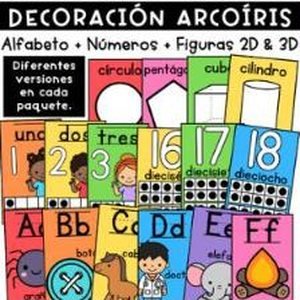 Portada de Decoración arcoíris letras, números, figuras 2D & 3D bundle