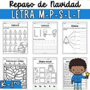 Portada de Repaso de Navidad Letras Mm, Pp, Ss, Ll y Tt