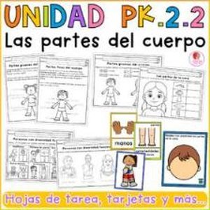 Portada de Unidad 2 Prekínder · Semana 2 Las partes del cuerpo