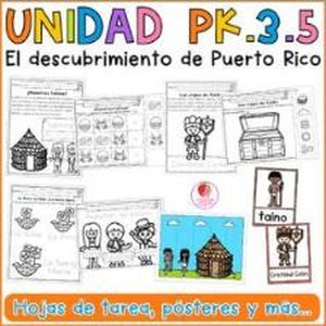 Portada de Unidad 3 Prekínder · Semana 5 El descubrimiento de Puerto Rico