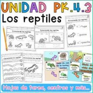 Portada de Unidad 4 Prekínder · Semana 3 Los reptiles