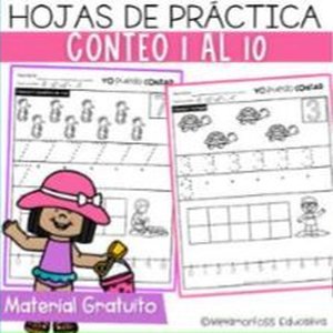 Portada de Hojas de Práctica Conteo 1 al 10 de Verano