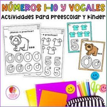 Portada de Números del 1 al 10 y Vocales · Actividades para Preescolar y Kínder