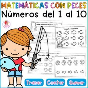 Portada de Números 1-10 Trazar, Contar y Sumar con Peces
